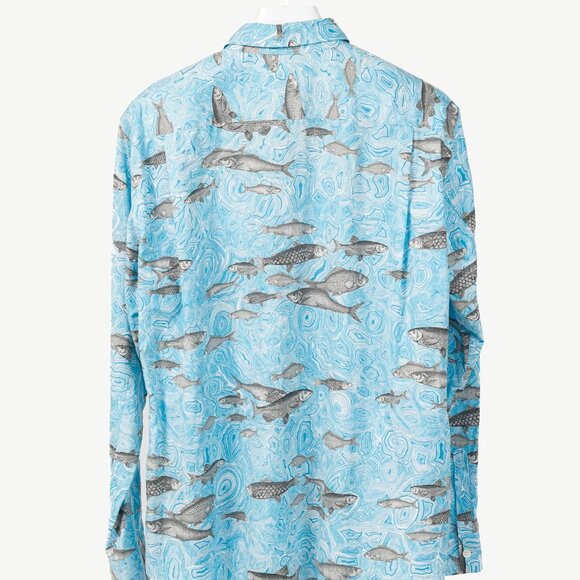 Comme des Garcons Homme Plus SS/17 Blue Fish-Print Cotton Shirt - Picture 2 of 11